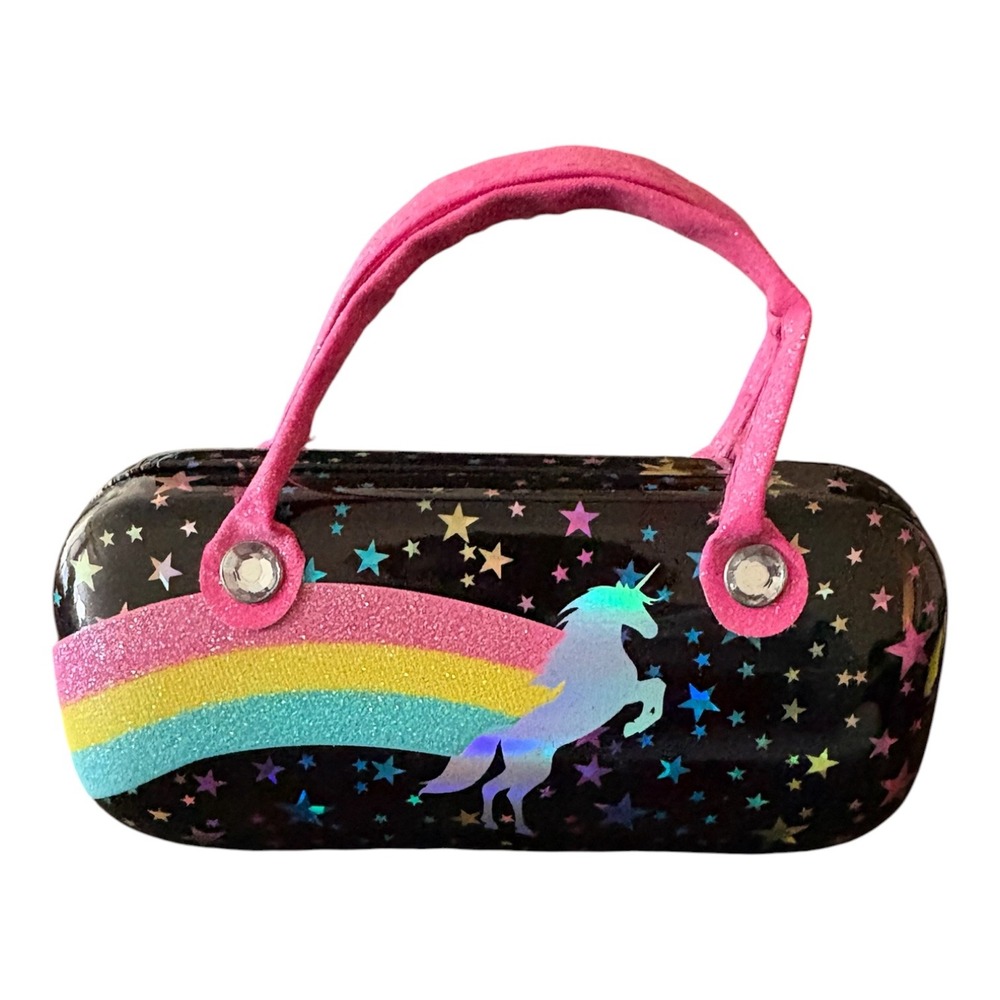 The Childrens Place Girls Unicorn Rainbow Hard Shell Glasses Case with Handles